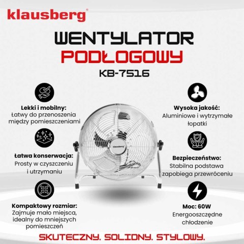 WENTYLATOR WIATRAK CYRKULATOR PODŁOGOWY 60W KLAUSBERG KB-7516 WENTYLATOR WIATRAK CYRKULATOR PODŁOGOWY 60W KLAUSBERG KB-7516