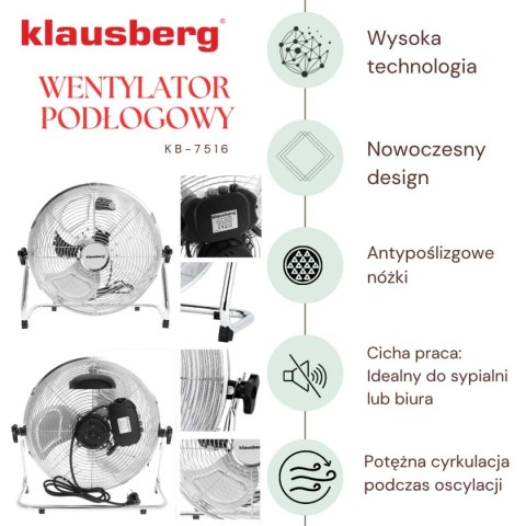 WENTYLATOR WIATRAK CYRKULATOR PODŁOGOWY 60W KLAUSBERG KB-7516 WENTYLATOR WIATRAK CYRKULATOR PODŁOGOWY 60W KLAUSBERG KB-7516