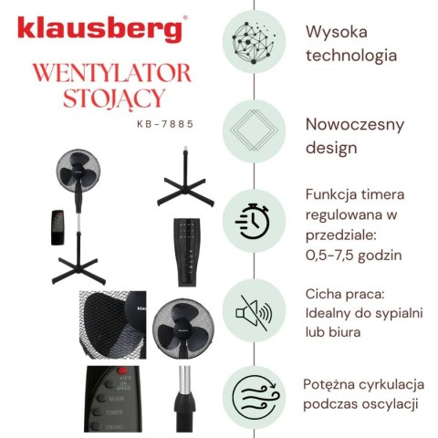 WENTYLATOR WIATRAK PODŁOGOWY Z PILOTEM KLAUSBERG KB-7885 WENTYLATOR WIATRAK PODŁOGOWY Z PILOTEM KLAUSBERG KB-7885