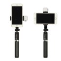 Kijek do selfie z pilotem Bluetooth statyw tripod lampka LED czarny