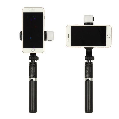 Kijek do selfie z pilotem Bluetooth statyw tripod lampka LED czarny Kijek do selfie z pilotem Bluetooth statyw tripod lampka LED czarny