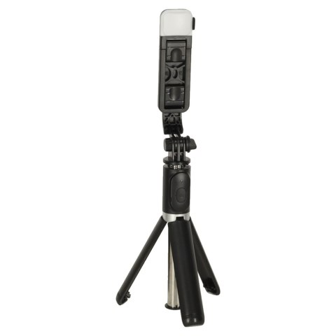 Kijek do selfie z pilotem Bluetooth statyw tripod lampka LED czarny Kijek do selfie z pilotem Bluetooth statyw tripod lampka LED czarny