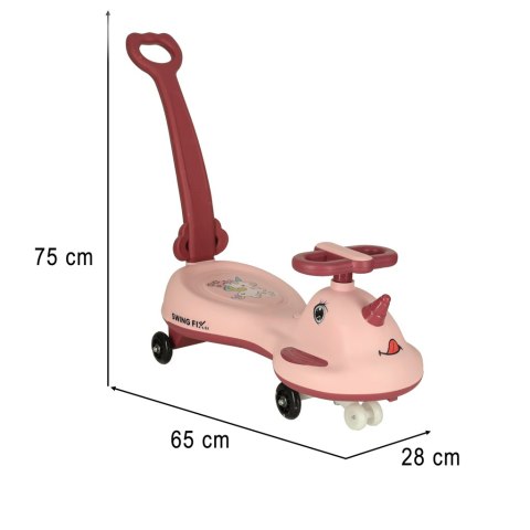Jeździk grawitacyjny LED Swing FIX S1 skuter z rączką różowy max 65kg Jeździk grawitacyjny LED Swing FIX S1 skuter z rączką różowy max 65kg