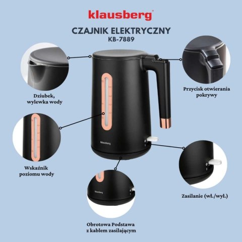 CZAJNIK ELEKTRYCZNY 1,7L KLAUSBERG KB-7889 ROSE GOLD CZAJNIK ELEKTRYCZNY 1,7L KLAUSBERG KB-7889 ROSE GOLD