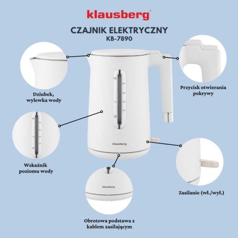 CZAJNIK ELEKTRYCZNY 1,7L KLAUSBERG KB-7890 BIAŁY CZAJNIK ELEKTRYCZNY 1,7L KLAUSBERG KB-7890 BIAŁY