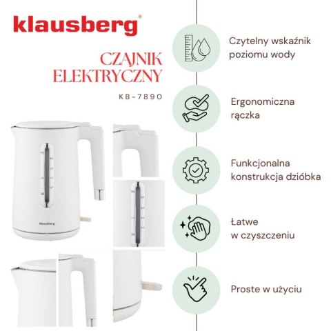 CZAJNIK ELEKTRYCZNY 1,7L KLAUSBERG KB-7890 BIAŁY CZAJNIK ELEKTRYCZNY 1,7L KLAUSBERG KB-7890 BIAŁY