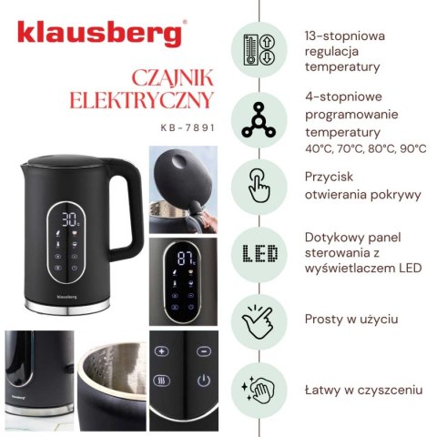 CZAJNIK ELEKTRYCZNY 1,7L KLAUSBERG KB-7891 LED REULACJA TEMPERATURY CZAJNIK ELEKTRYCZNY 1,7L KLAUSBERG KB-7891 LED REULACJA TEMPERATURY