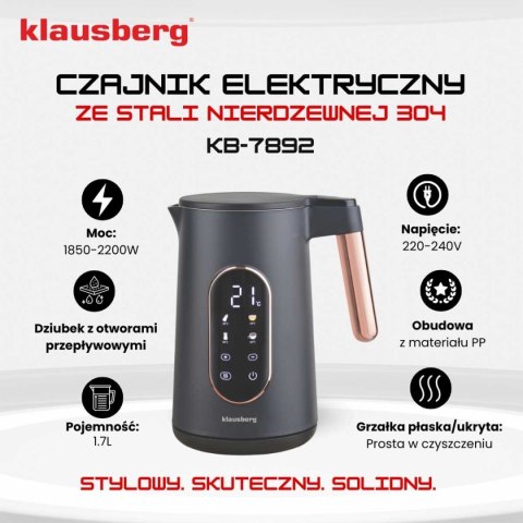 CZAJNIK ELEKTRYCZNY 1,7L KLAUSBERG KB-7892 LDD REULACJA TEMPERATURY CZAJNIK ELEKTRYCZNY 1,7L KLAUSBERG KB-7892 LDD REULACJA TEMPERATURY