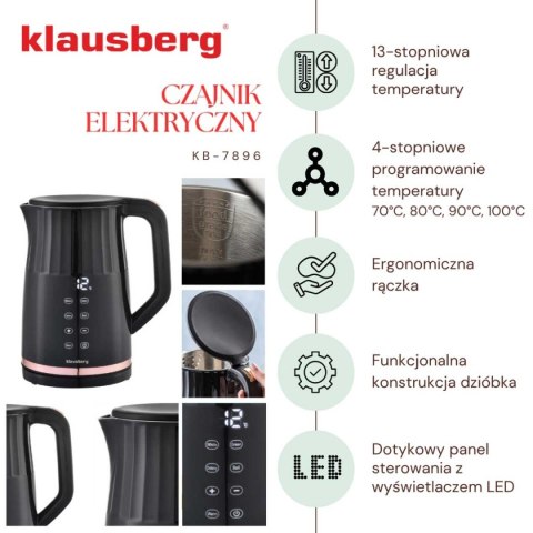 CZAJNIK ELEKTRYCZNY 1,7L KLAUSBERG KB-7895 LED REULACJA TEMPERATURY CZAJNIK ELEKTRYCZNY 1,7L KLAUSBERG KB-7895 LED REULACJA TEMPERATURY