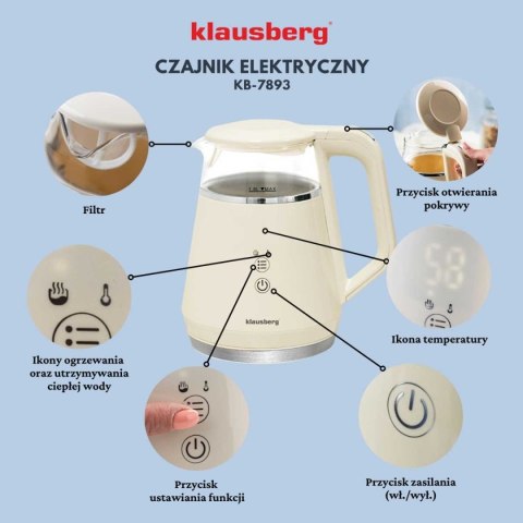 CZAJNIK ELEKTRYCZNY 1L KLAUSBERG KB-7893 LED REULACJA TEMPERATURY CZAJNIK ELEKTRYCZNY 1L KLAUSBERG KB-7893 LED REULACJA TEMPERATURY