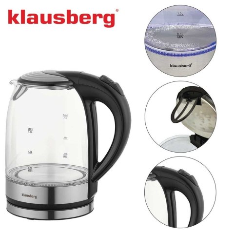 CZAJNIK ELEKTRYCZNY SZKLANY 1,7L KLAUSBERG KB-7886 LED CZAJNIK ELEKTRYCZNY SZKLANY 1,7L KLAUSBERG KB-7886 LED