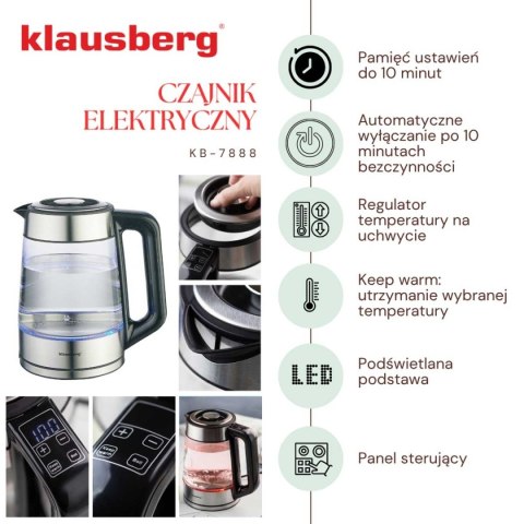 CZAJNIK ELEKTRYCZNY SZKLANY 1,7L KLAUSBERG KB-7888 LED RGB CZAJNIK ELEKTRYCZNY SZKLANY 1,7L KLAUSBERG KB-7888 LED RGB