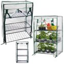 Mini Szklarnia Balkonowa Ogrodowa 3 Półki Metalowe Folia PVC 46 x 24 x 80cm