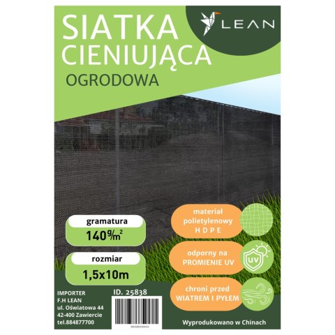 Siatka Cieniująca Na Ogrodzenie Płot Maskująca Szara 1.5M 10M 140g/m² Siatka Cieniująca Na Ogrodzenie Płot Maskująca Szara 1.5M 10M 140g/m²