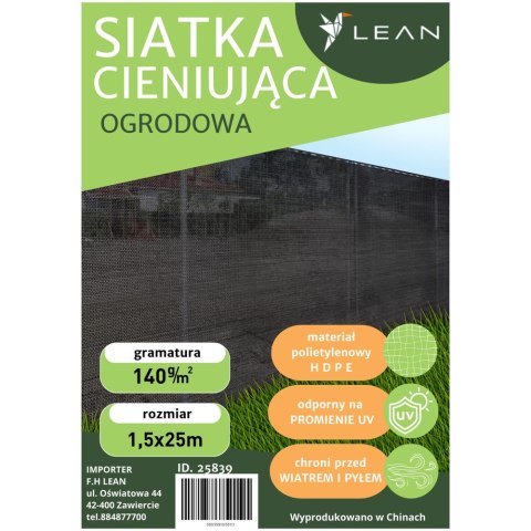 Siatka Cieniująca Na Ogrodzenie Płot Maskująca Szara 1.5M 25M 140g/m² Siatka Cieniująca Na Ogrodzenie Płot Maskująca Szara 1.5M 25M 140g/m²