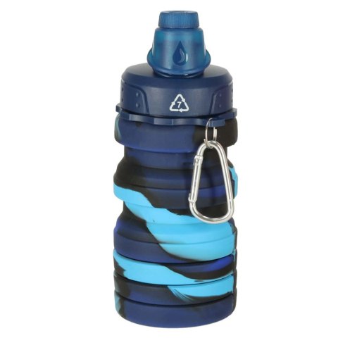 Butelka na wodę bidon silikonowy składany z uchwytem sportowy 500ml niebieski Butelka na wodę bidon silikonowy składany z uchwytem sportowy 500ml niebieski