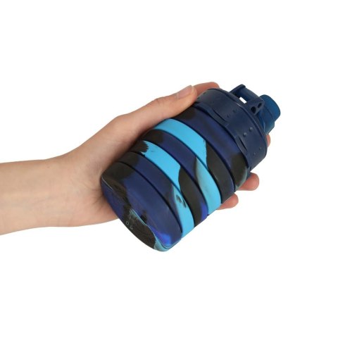 Butelka na wodę bidon silikonowy składany z uchwytem sportowy 500ml niebieski Butelka na wodę bidon silikonowy składany z uchwytem sportowy 500ml niebieski