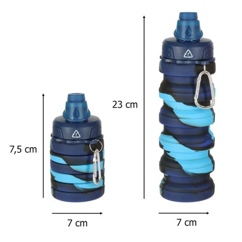 Butelka na wodę bidon silikonowy składany z uchwytem sportowy 500ml niebieski Butelka na wodę bidon silikonowy składany z uchwytem sportowy 500ml niebieski