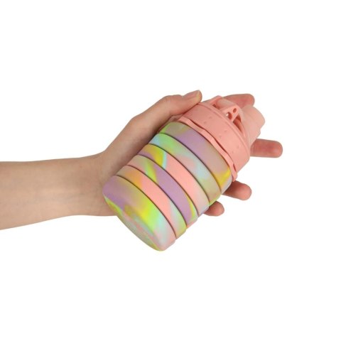 Butelka na wodę bidon silikonowy składany z uchwytem sportowy 500ml tęczowy Butelka na wodę bidon silikonowy składany z uchwytem sportowy 500ml tęczowy