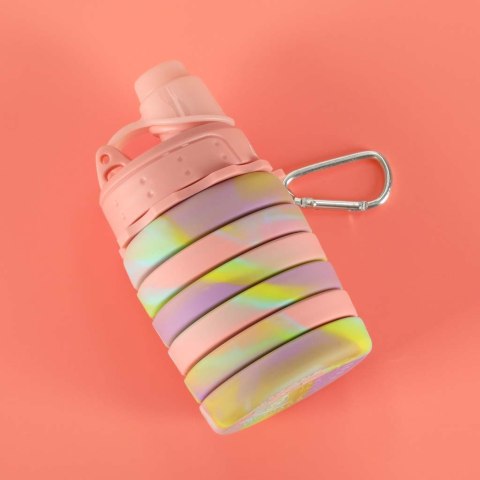 Butelka na wodę bidon silikonowy składany z uchwytem sportowy 500ml tęczowy Butelka na wodę bidon silikonowy składany z uchwytem sportowy 500ml tęczowy