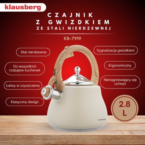 CZAJNIK STALOWY Z GWIZDKIEM 2,8L KLAUSBERG KB-7919 CZAJNIK STALOWY Z GWIZDKIEM 2,8L KLAUSBERG KB-7919