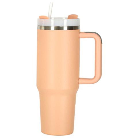 Kubek termiczny ze słomką i uchwytem termos 1200ml róż pudrowy Kubek termiczny ze słomką i uchwytem termos 1200ml róż pudrowy