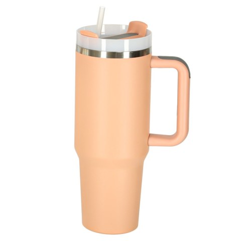 Kubek termiczny ze słomką i uchwytem termos 1200ml róż pudrowy Kubek termiczny ze słomką i uchwytem termos 1200ml róż pudrowy