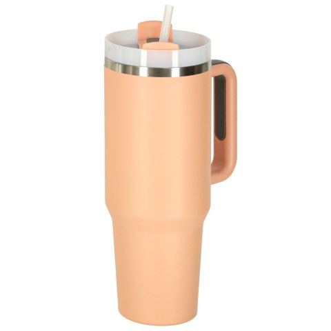 Kubek termiczny ze słomką i uchwytem termos 1200ml róż pudrowy Kubek termiczny ze słomką i uchwytem termos 1200ml róż pudrowy