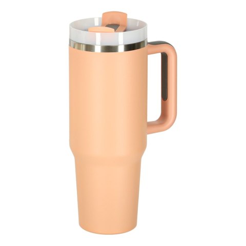 Kubek termiczny ze słomką i uchwytem termos 1200ml róż pudrowy Kubek termiczny ze słomką i uchwytem termos 1200ml róż pudrowy