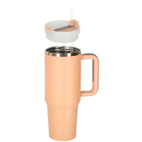 Kubek termiczny ze słomką i uchwytem termos 1200ml róż pudrowy Kubek termiczny ze słomką i uchwytem termos 1200ml róż pudrowy