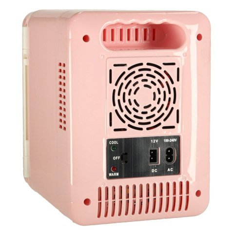 Lodówka turystyczna elektryczna samochodowa mini na jedzenie kosmetyki grzanie chłodzenie 2w1 4L różowa Lodówka turystyczna elektryczna samochodowa mini na jedzenie kosmetyki grzanie chłodzenie 2w1 4L różowa