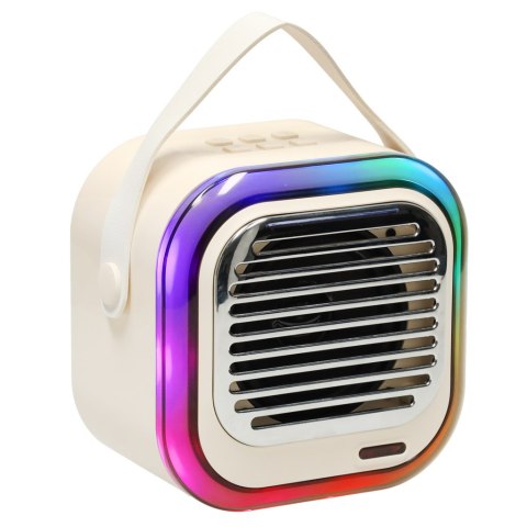 Zestaw do karaoke głośnik Bluetooth 2 mikrofony USB LED 10W kremowy Zestaw do karaoke głośnik Bluetooth 2 mikrofony USB LED 10W kremowy