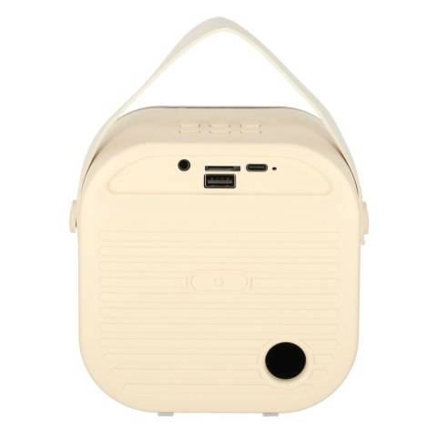 Zestaw do karaoke głośnik Bluetooth 2 mikrofony USB LED 10W kremowy Zestaw do karaoke głośnik Bluetooth 2 mikrofony USB LED 10W kremowy