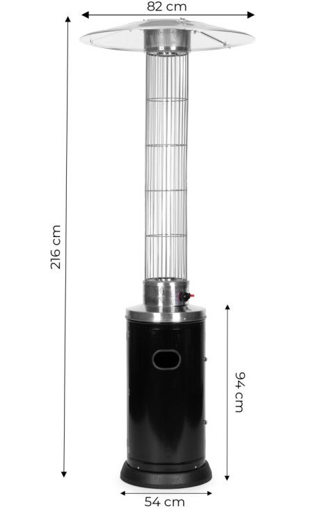 Ogrzewacz parasol gazowy grzejnik 9 kW szklany na ogród patio reduktor wąż pokrowiec MultiGarden Ogrzewacz parasol gazowy grzejnik 9 kW szklany na ogród patio reduktor wąż pokrowiec MultiGarden