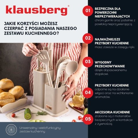 ZESTAW NOŻY I PRZYBORÓW KUCHENNYCH Z DESKĄ W STOJAKU KLAUSBERG KB-7935 ZESTAW NOŻY I PRZYBORÓW KUCHENNYCH Z DESKĄ W STOJAKU KLAUSBERG KB-7935