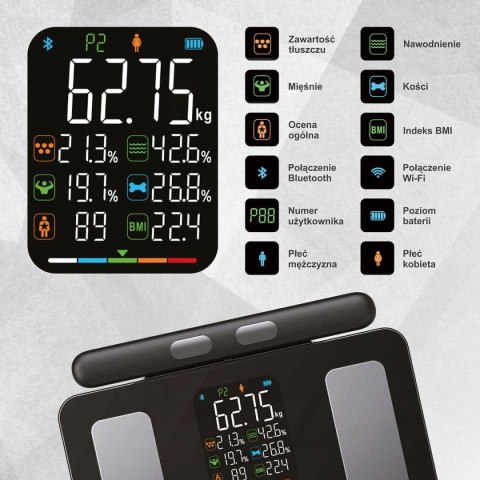 ANALITYCZNA WAGA ŁAZIENKOWA SMART IOS ANDROID KLAUSBERG KB-7856 ANALITYCZNA WAGA ŁAZIENKOWA SMART IOS ANDROID KLAUSBERG KB-7856