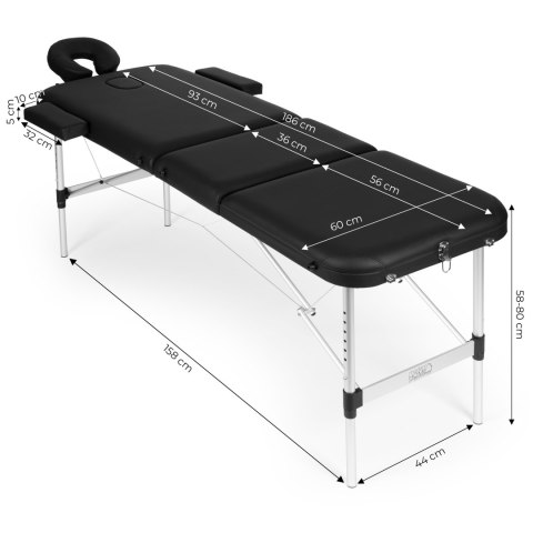 Aluminiowy stół do masażu i rehabilitacji 3-segmentowy składany w walizkę + torba ModernHome Aluminiowy stół do masażu i rehabilitacji 3-segmentowy składany w walizkę + torba ModernHome