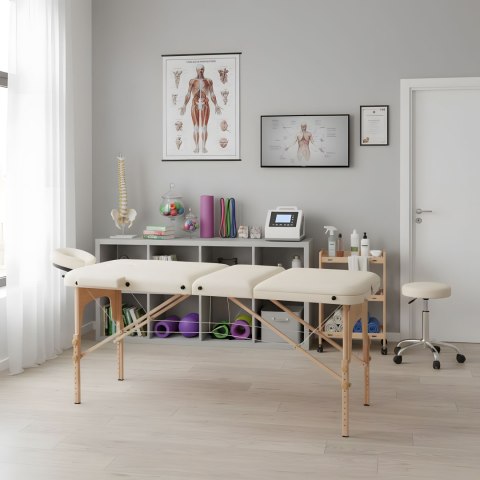 Drewniany stół do masażu i rehabilitacji 3-segmentowy składany w walizkę + torba ModernHome Drewniany stół do masażu i rehabilitacji 3-segmentowy składany w walizkę + torba ModernHome