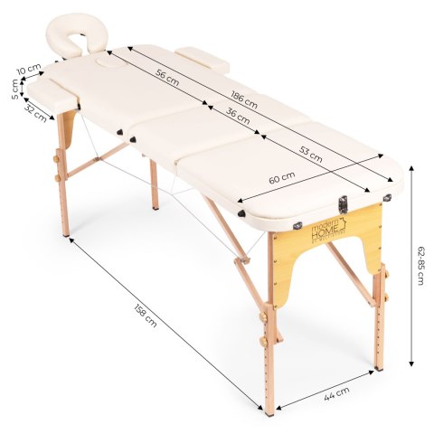 Drewniany stół do masażu i rehabilitacji 3-segmentowy składany w walizkę + torba ModernHome Drewniany stół do masażu i rehabilitacji 3-segmentowy składany w walizkę + torba ModernHome