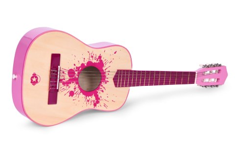 Gitara dla dzieci różowa duża - 30 drewniana 6 strun metalowe i nylonowe ECOTOYS Gitara dla dzieci różowa duża - 30 drewniana 6 strun metalowe i nylonowe ECOTOYS