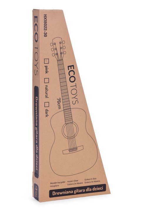 Gitara dla dzieci różowa duża - 30 drewniana 6 strun metalowe i nylonowe ECOTOYS Gitara dla dzieci różowa duża - 30 drewniana 6 strun metalowe i nylonowe ECOTOYS