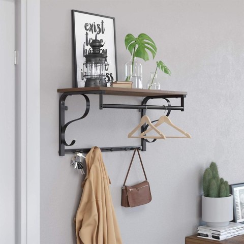 Półka z wieszakami na ubrania drewniana LOFT Półka z wieszakami na ubrania drewniana LOFT