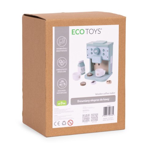 Drewniany ekspres do kawy dla dzieci zestaw baristy 8 elementów ECOTOYS Drewniany ekspres do kawy dla dzieci zestaw baristy 8 elementów ECOTOYS