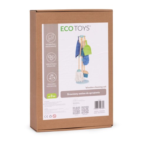 Drewniany zestaw do sprzątania dla dzieci mop zmiotka z szufelką 7 elementów ECOTOYS Drewniany zestaw do sprzątania dla dzieci mop zmiotka z szufelką 7 elementów ECOTOYS