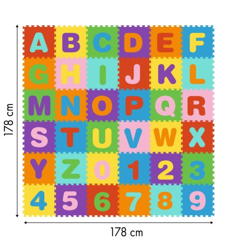 Duża mata piankowa EVA dla dzieci litery cyfry 178x178 cm 36 elementów ECOTOYS Duża mata piankowa EVA dla dzieci litery cyfry 178x178 cm 36 elementów ECOTOYS