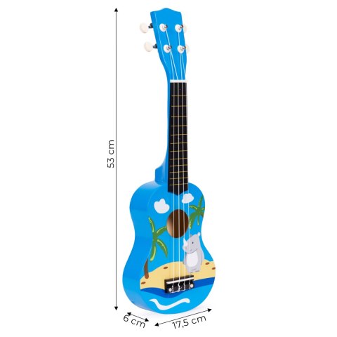 Gitara ukulele dla dzieci drewniana 4 struny nylonowe kostka do gry ECOTOYS Gitara ukulele dla dzieci drewniana 4 struny nylonowe kostka do gry ECOTOYS