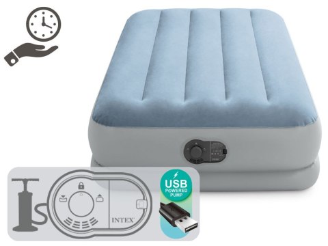Materac dmuchany jednoosobowy 191x99x36 cm z wbudowaną pompką elektryczną USB łóżko INTEX 64157 Materac dmuchany jednoosobowy 191x99x36 cm z wbudowaną pompką elektryczną USB łóżko INTEX 64157