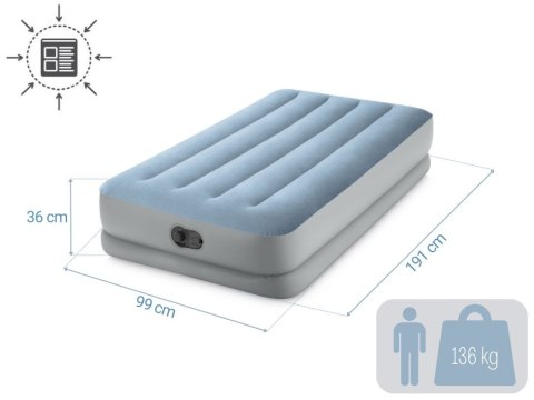 Materac dmuchany jednoosobowy 191x99x36 cm z wbudowaną pompką elektryczną USB łóżko INTEX 64157 Materac dmuchany jednoosobowy 191x99x36 cm z wbudowaną pompką elektryczną USB łóżko INTEX 64157