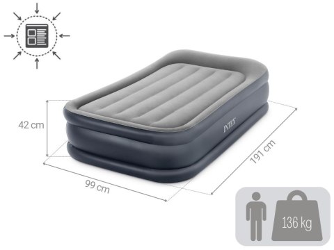 Materac dmuchany jednoosobowy 191x99x42 cm z wbudowaną pompką elektryczną łóżko INTEX 64132 Materac dmuchany jednoosobowy 191x99x42 cm z wbudowaną pompką elektryczną łóżko INTEX 64132