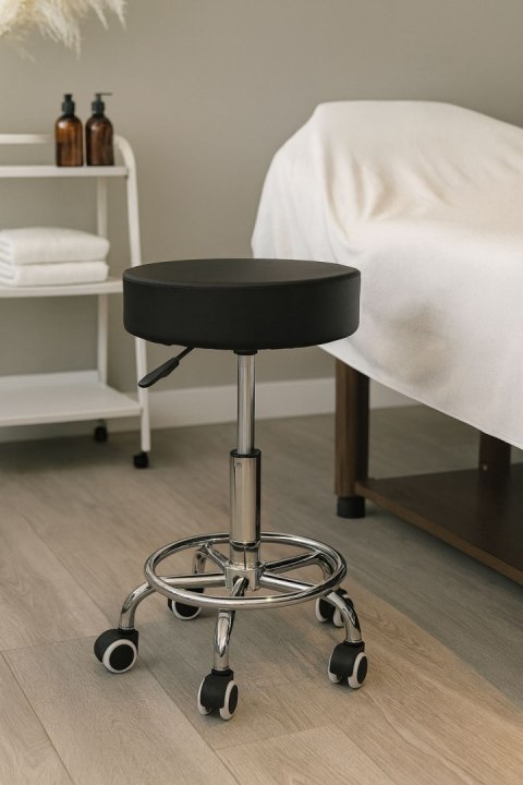 Stołek obrotowy taboret kosmetyczny medyczny fotel regulowany czarny ModernHome Stołek obrotowy taboret kosmetyczny medyczny fotel regulowany czarny ModernHome